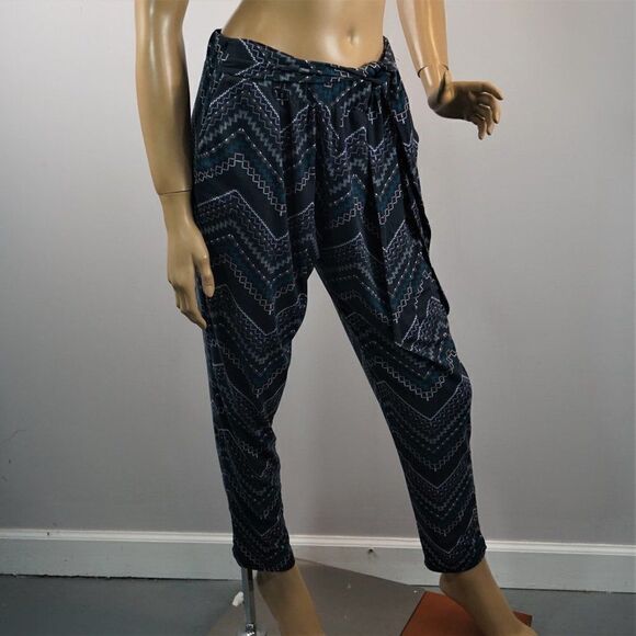 Shosho Leggings Multi Pattern Blue Womens Sz XL Elastic Waist Ties Lounge Pants - Picture 8 of 9